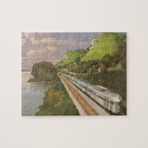 treinvakantie, locomotief in het land legpuzzel