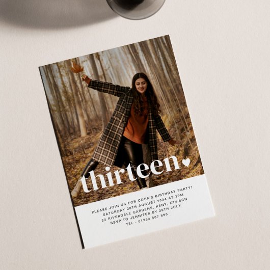 Treize Heart Photo Anniversaire Invitation