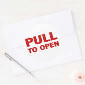 Trek aan open deurteken ronde sticker (Envelop)