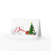 Trek aan Samoyed trekkend Kerstboom