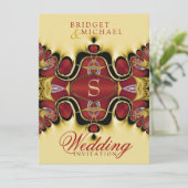 Trek Royale Satin Red+Creme Wedding Invitation Kaart (Staand voorkant)