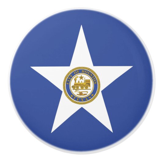 Trek van de keramische knop met vlag van Houston,  (Voorkant)
