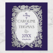  trekbruiloft van Navy Blue Bird Wijn Etiket (Enkel label)