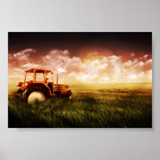 trekker in het veld poster (Voorkant)