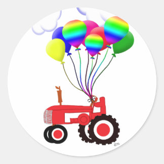 Trekker met ballonnen ronde sticker
