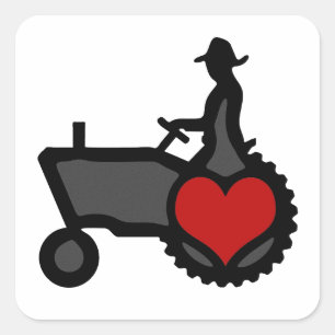 Trekker met hartliefde in het land vierkante sticker
