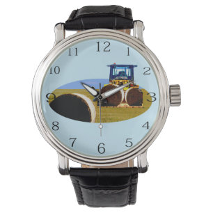 Trekker met hooibalen olieverf, horloge