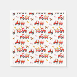 Trekker met landbouwhuisdieren servet