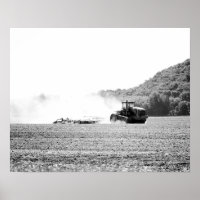 Trekker voor zwart-wit Boerderij in veld 16x20