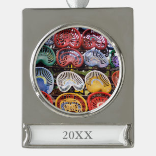 Trekkerstoelen op het Show van de trekker Verzilverd Banner Ornament