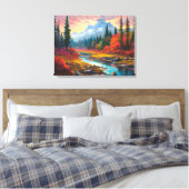 Trekking Herfst Japanse Fine Art Canvas Afdruk (Insitu (Slaapkamer))