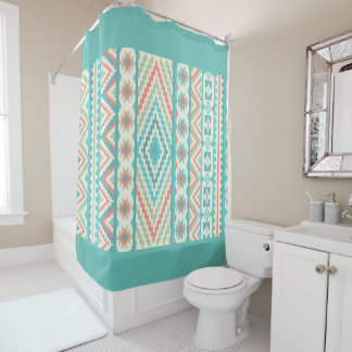 Trekpatroon met douwergordijn/aztec douchegordijn