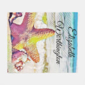  trekroze gele sterren fleece deken (Voorkant (Horizontaal))