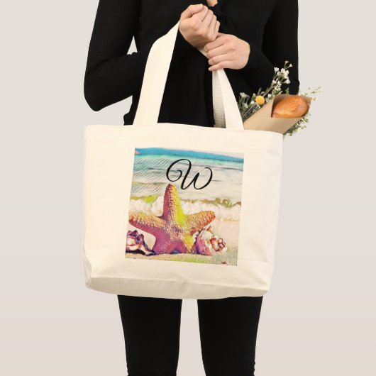 trekroze gele sterren grote tote bag (Voorkant (product))
