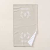 Trellis beige et monogramme de branche | Ferme (Serviette à main)