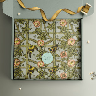 Trellis Birds William Morris Paarse Bloemen Tissuepapier