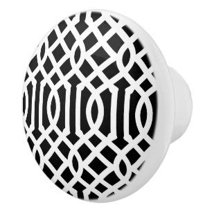 Trellis Black en White Keramische Knop