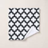 Trellis blanc et noir, treillis, Quatrefoil (Gant de toilette)