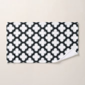 Trellis blanc et noir, treillis, Quatrefoil (Serviette à main)