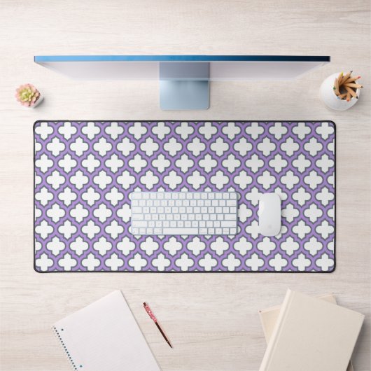 Trellis blanc et violet, treillis, Quatrefoil (Bureau 1)