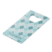 Trellis Bleu Marocain, Quatrefoil, Votre Nom (Dos Angle)