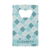 Trellis Bleu Marocain, Quatrefoil, Votre Nom (Dos)