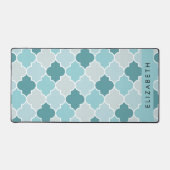 Trellis Bleu Marocain, Quatrefoil, Votre Nom (Recto)