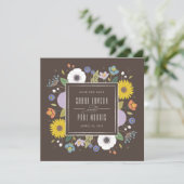 Trellis Bloem Frame Bewaar de Datum - Bruin Save The Date (Staand voorkant)
