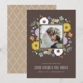 Trellis Bloem Frame Bewaar de Datum - Bruin Save The Date (Voorkant / Achterkant)