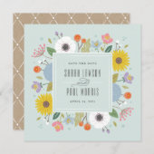 Trellis Bloem Frame Bewaar de Datum - Mint Groen Save The Date (Voorkant / Achterkant)