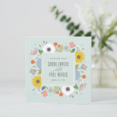 Trellis Bloem Frame Bewaar de Datum - Mintgroen Save The Date (Staand voorkant)