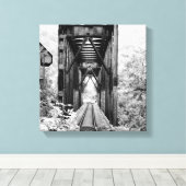 Trellis de train rural noir et blanc sur toile (Insitu (Plancher de Bois))