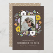 Trellis Flower Lijst Save the Date - Brown (Voorkant / Achterkant)