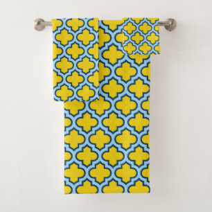 Trellis jaune et bleu bébé, treillis, Quatrefoil