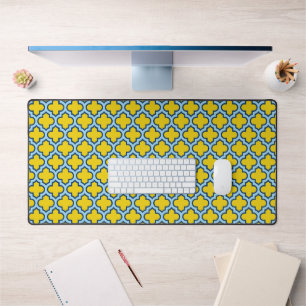 Trellis jaune et bleu bébé, treillis, Quatrefoil