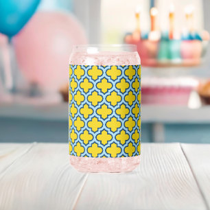 Trellis jaune et bleu bébé, treillis, Quatrefoil