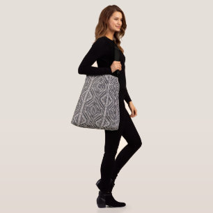Trellis moderne streepvierkanten en diamanten crossbody tas