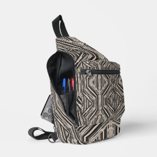 Trellis moderne streepvierkanten en diamanten sling bag