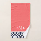 Trellis Monogramme Corail et Nuit (Serviette à main)