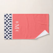 Trellis Monogramme Corail et Nuit (Serviette à main)