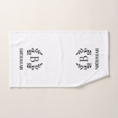 Trellis noir et monogramme de branche | Ferme (Serviette à main)