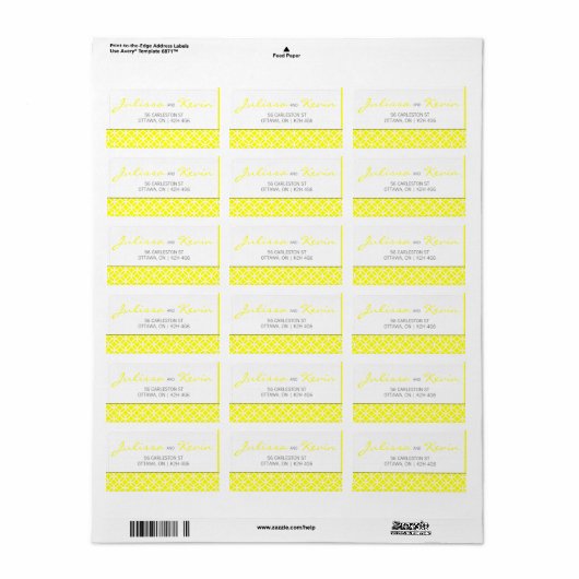 Trellis Patroon Bruiloft Label - Aangepaste kleur (Full Sheet)