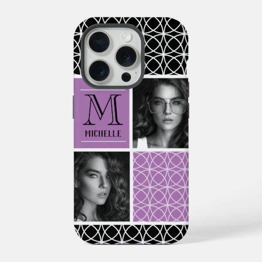 Trellis Pattern Foto Collage & Monogram iPhone Hoesje (Achterkant)