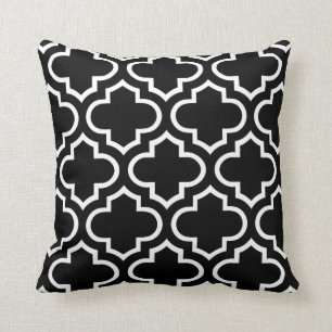Trellis Pattern Pillow in Black and White Kussen