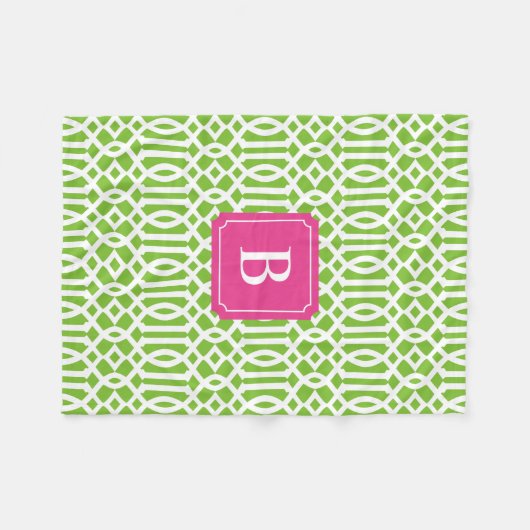 Trellis rose et vert chaud | Couverture polaire (Devant (Horizontal))