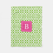 Trellis rose et vert chaud | Couverture polaire (Devant)