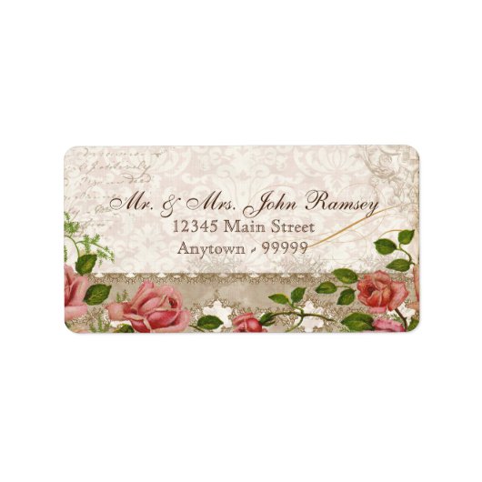 Trellis Rose Vintage carte Étiquette de adresse (Devant)