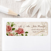 Trellis Rose Vintage carte Étiquette de adresse (En situation)