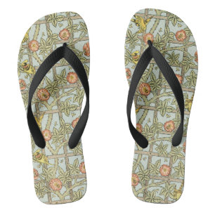 Trellis van William Morris, Vintage Tuin Textiel Teenslippers