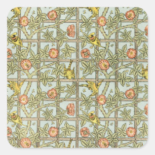 Trellis van William Morris, Vintage Tuin Textiel Vierkante Sticker